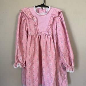 Vintage OshKosh B'gosh Corduroy Pink Heart-Print Ruffle Dress